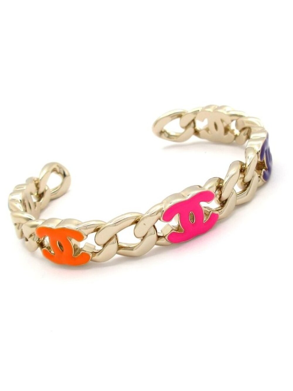 Chanel Bangle CC Logo Gold Pink Multi Bracelet - Picture 6 of 6